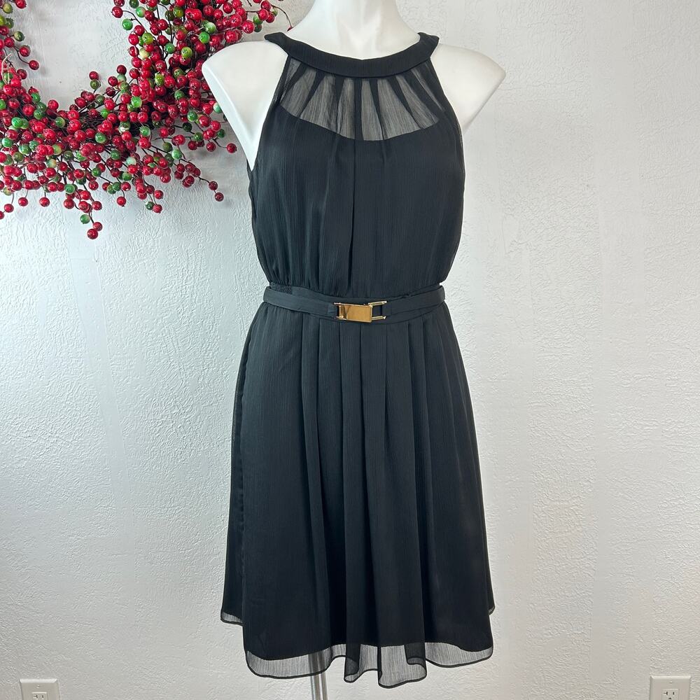 White House Black Market Button back chiffon halter dress Size 6 - Picture 3 of 11